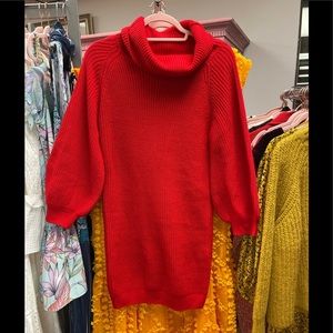 Anthropologie Red Sweater Dress NWOT Size XS